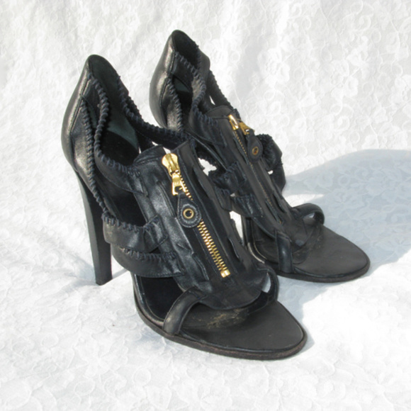 AUTHENTIC Balenciaga Black Bondage Leather High Heels - Picture 8 of 14